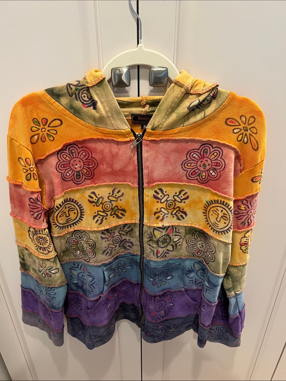 Rising International Multicolor & Orange Hooded Jacket Size Small
